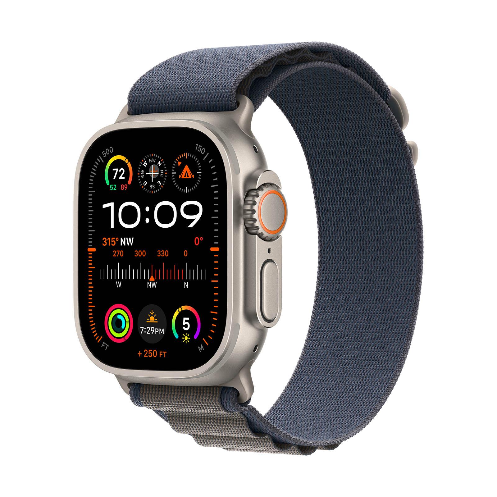 Apple Watch Ultra 2 GPS + Cellular, 49mm Titanium Case with Blue Alpine Loop image01